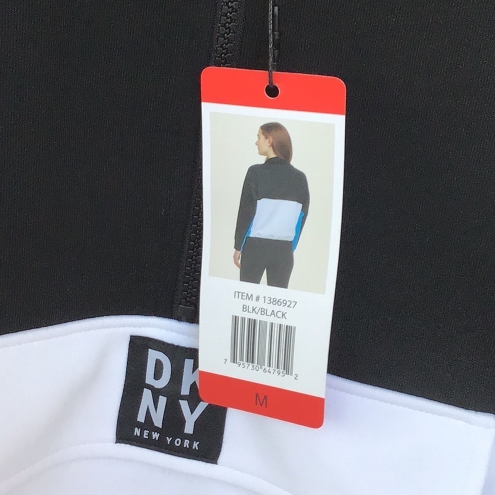 DKNY Sport Woman’s 1/2 Zip Pullover Black / White - Picture 7 of 7
